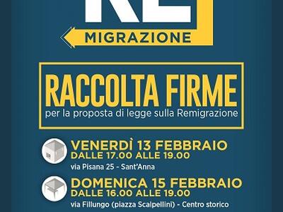 Remigrazione: Difendere Lucca raccoglierà le firme domenica pomeriggio in via Fillungo (piazza Scalpellini)