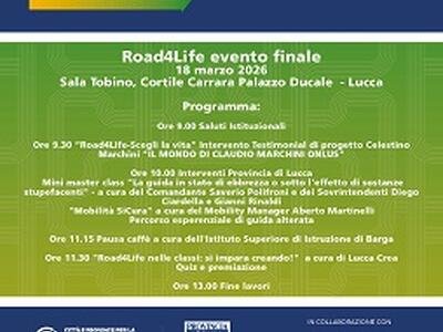Sicurezza stradale: evento finale di "Road4life", il progetto della Provincia che sensibilizza i giovani su prevenzione, mobilità e guida sicura