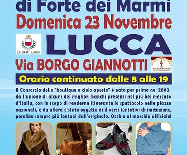 Dopo il grande successo di giugno, torna in città lo spettacolo del mercato di qualità più famoso d’Italia: l’originale Consorzio de Gli Ambulanti di Forte dei Marmi®
