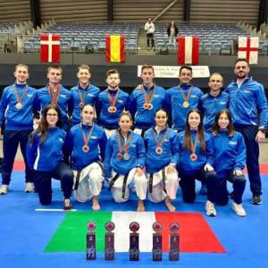 La Nazionale italiana con i maestri Acri e Bianchi