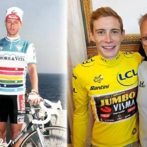 6. Jonas Vingegard con il suo scopritore e mentore Brian Pedersen atleta di Amore e Vita nel 1990